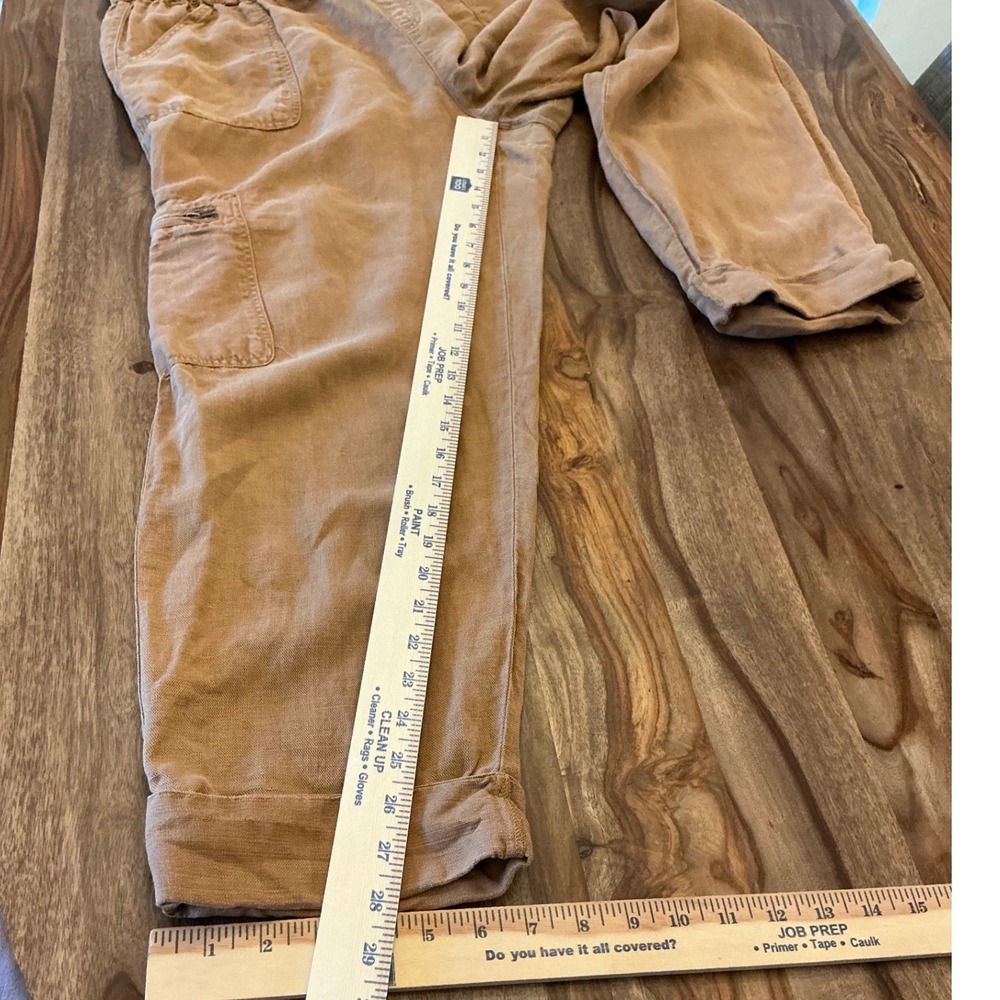 Nicole Miller New York Linen Blend Cargo Jogger Pants Camel Tan Large - Picture 6 of 9